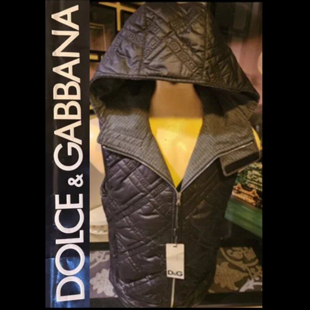 Dolce & Gabbana Hooded Vest - Small - Black - NWT